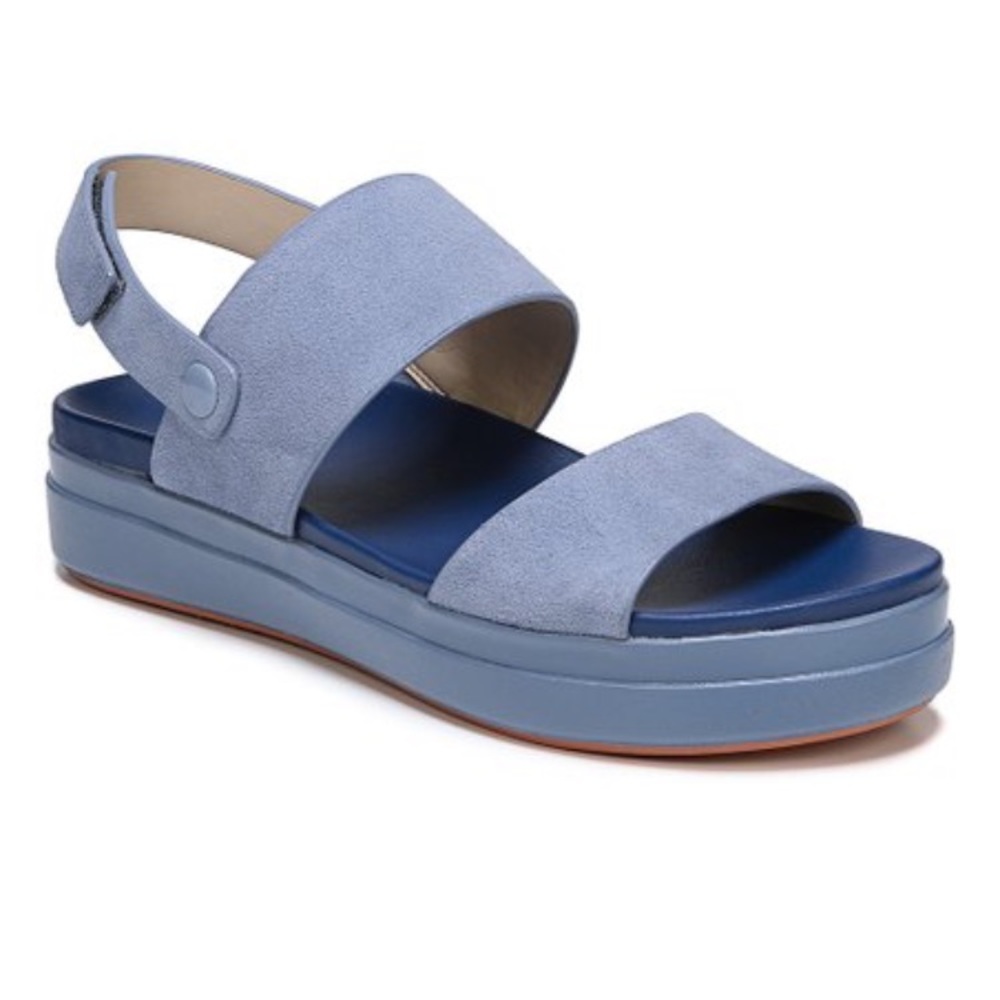 dr scholls blue suede platform sandals